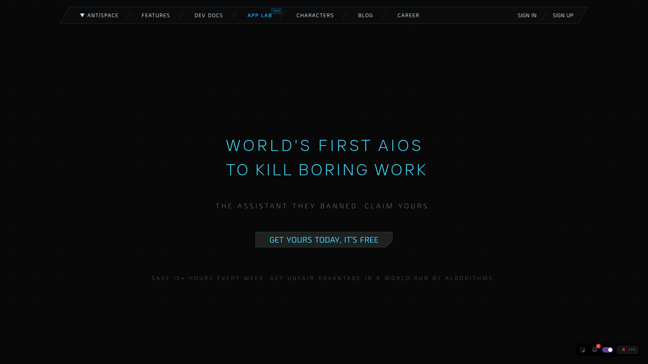screenshot of Antispace