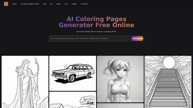 screenshot of AI Coloring Pages