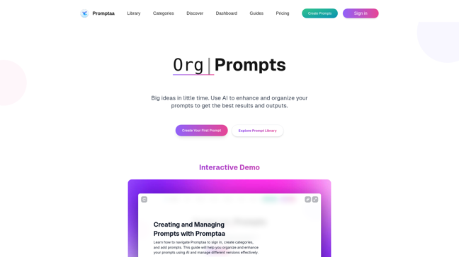 screenshot of Promptaa