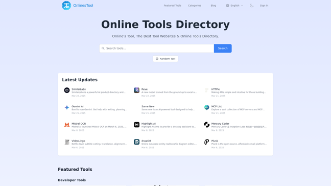 screenshot of Online's Tool