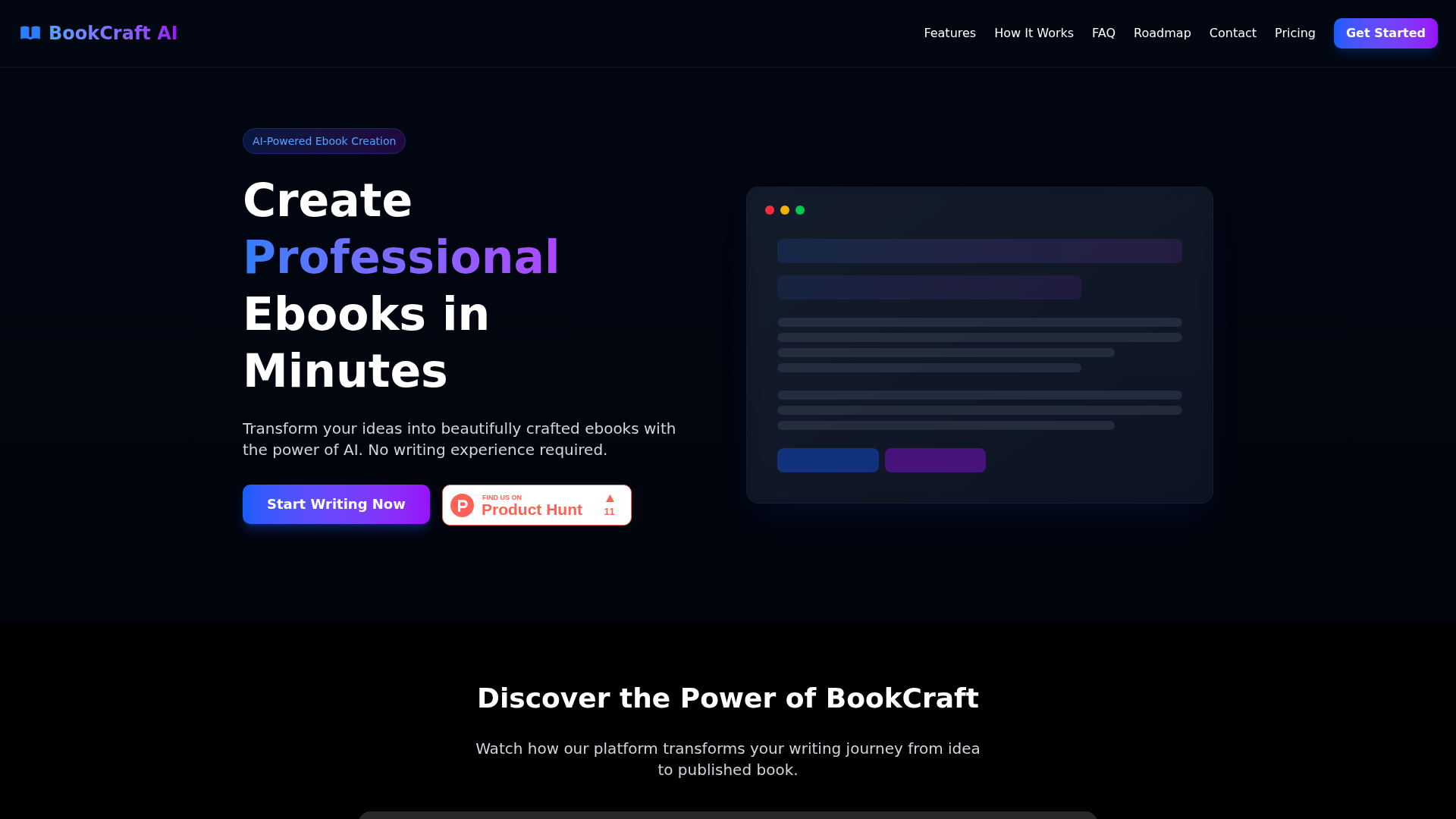 BookCraft AI Hauptseite
