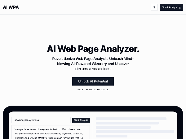 screenshot of AIWebPageAnalyzer