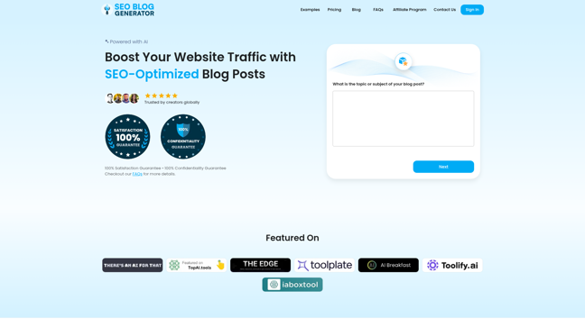 screenshot of SeoBlogGenerator