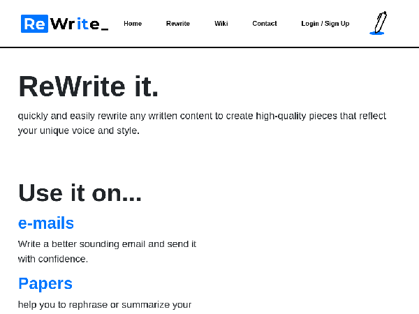 screenshot of ReWriteIt.AI