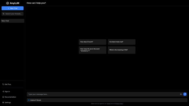 screenshot of AnyLLM