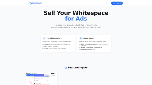 screenshot of SellSpots