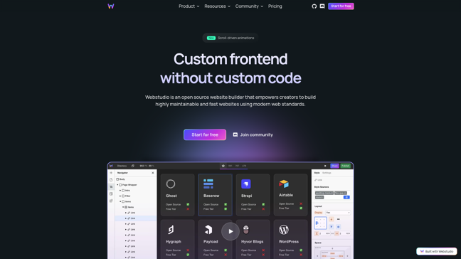 screenshot of Webstudio