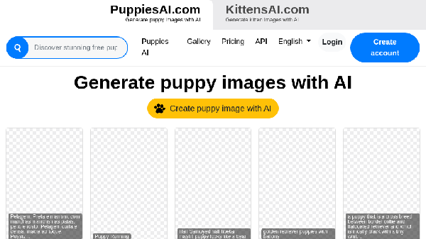 screenshot of PuppiesAI
