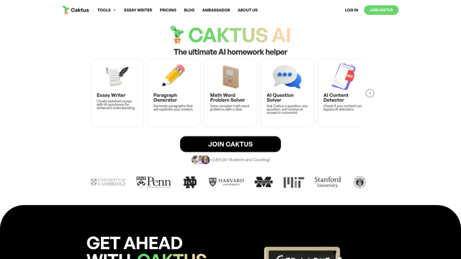 screenshot of CaktusAi