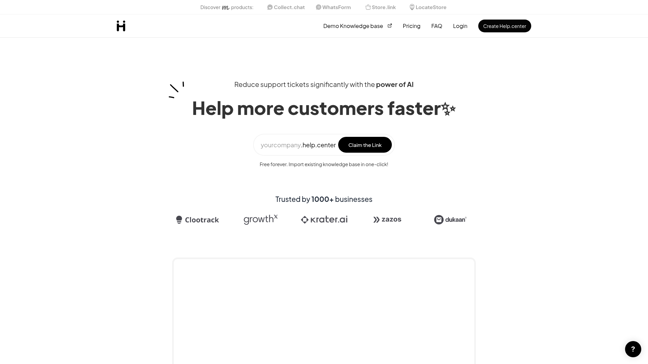 screenshot of HelpCenter