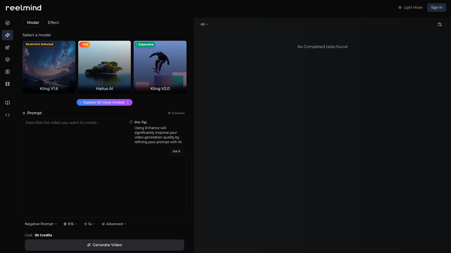 Page de création vidéo