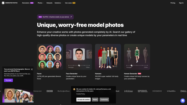 screenshot of Generated Photos