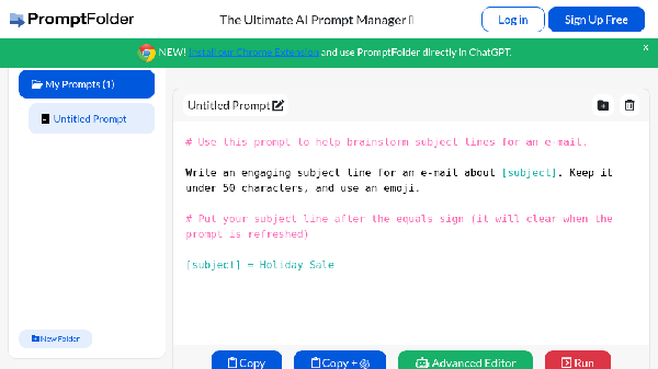 screenshot of PromptFolder