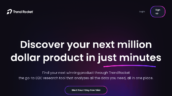 screenshot of TrendRocket