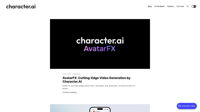 screenshot of Character.AI