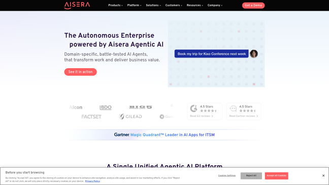 screenshot of Aisera