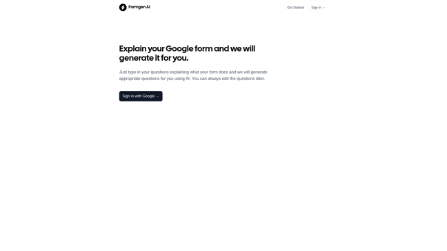 screenshot of Formgen AI