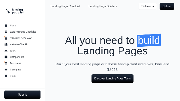 screenshot of Landing Page FYI