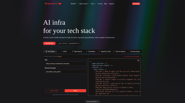 screenshot of JigsawStack