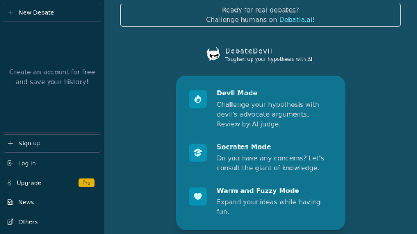 screenshot of DebateDevil