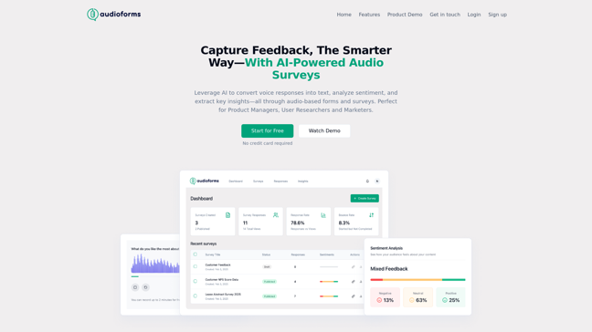screenshot of AudioForms