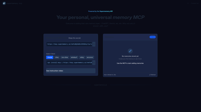 screenshot of Universal Memory MCP