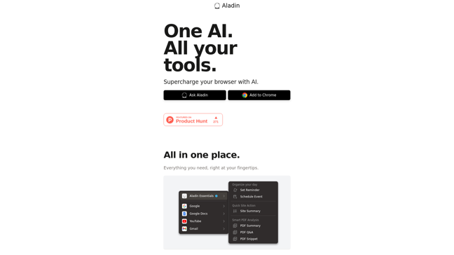 screenshot of Aladin AI
