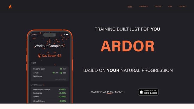 screenshot of Ardor Fitness