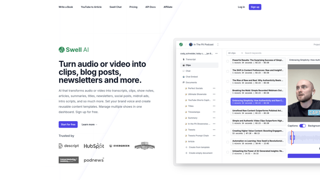 screenshot of SwellAI