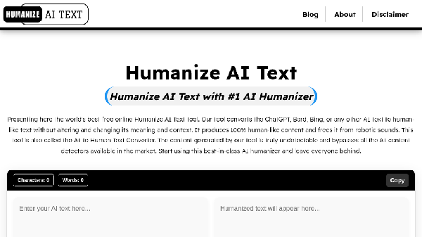 screenshot of Humanize AI Text