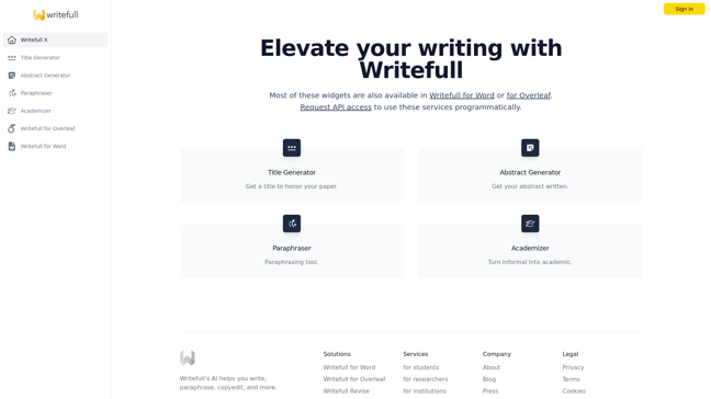 screenshot of Writefull X