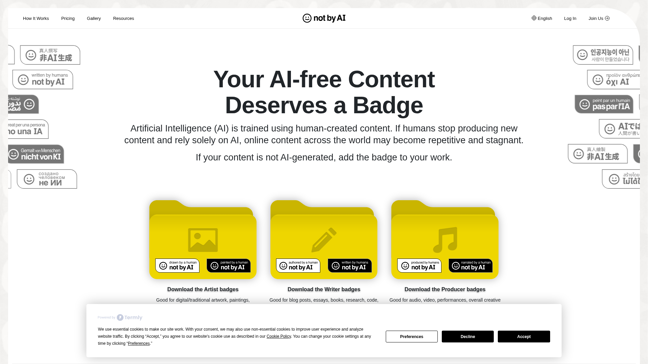 screenshot of Not By AI