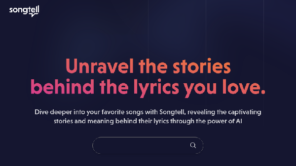 screenshot of Songtell