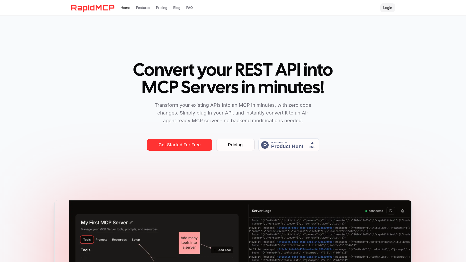 RapidMCP Homepage