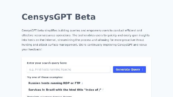 screenshot of CensysGPT