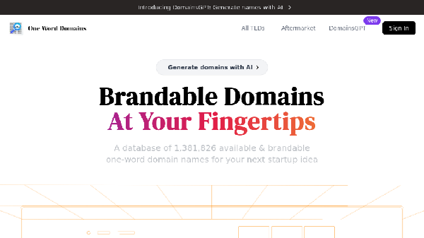 screenshot of One Word Domains