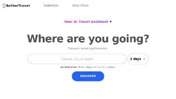 screenshot of BetterTravel.ai