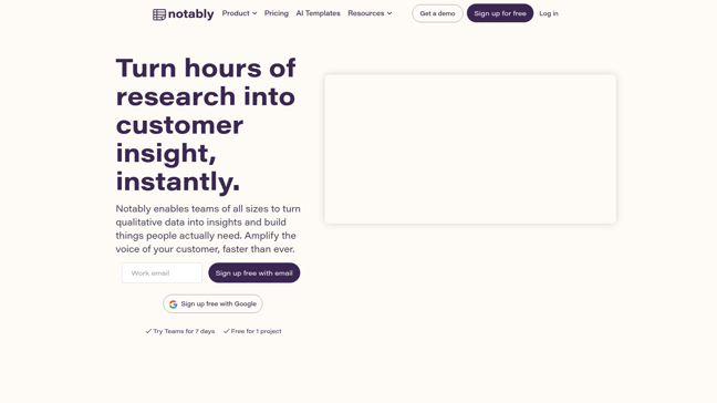 screenshot of Notably