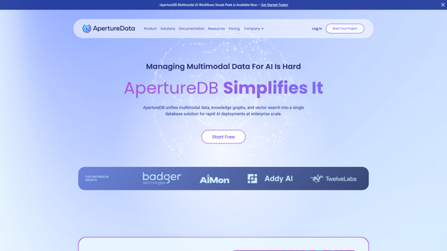 screenshot of ApertureDB