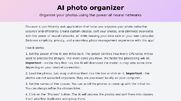 screenshot of AI Photo Organizer