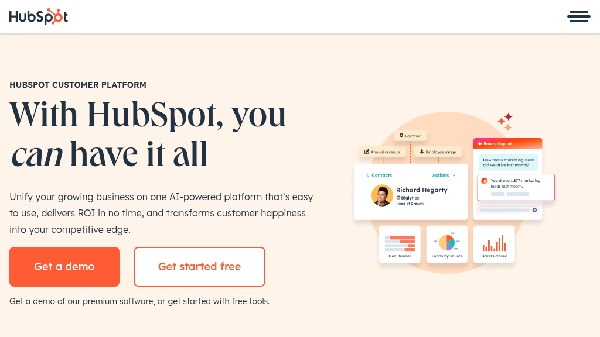 screenshot of HubSpot