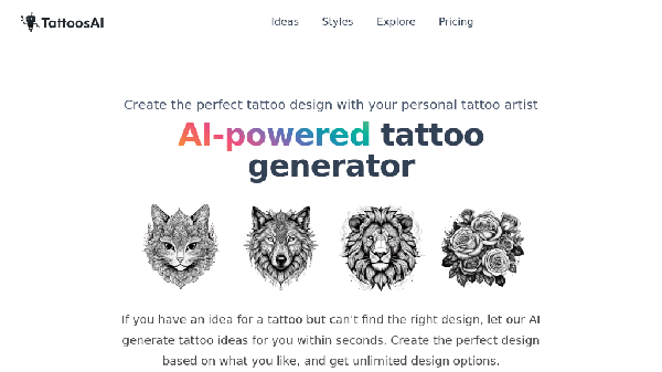 screenshot of TattoosAi