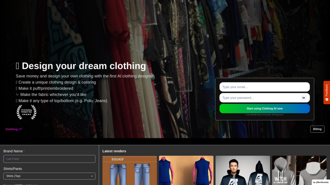 screenshot of ClothingAI