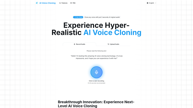 screenshot of AI Voice Cloning