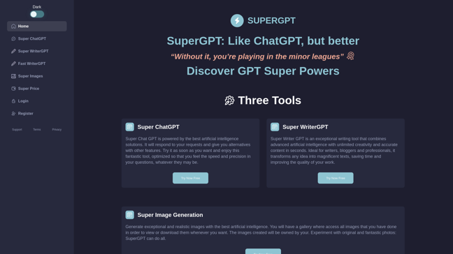 screenshot of SuperGpt