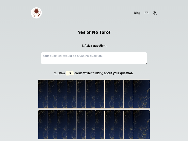 screenshot of YesOrNoTarot