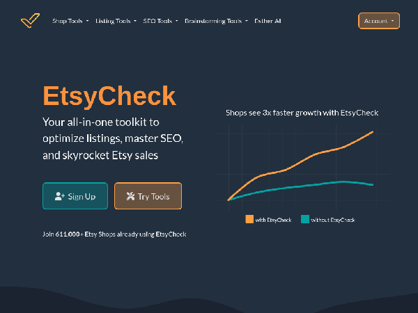 screenshot of EtsyCheck