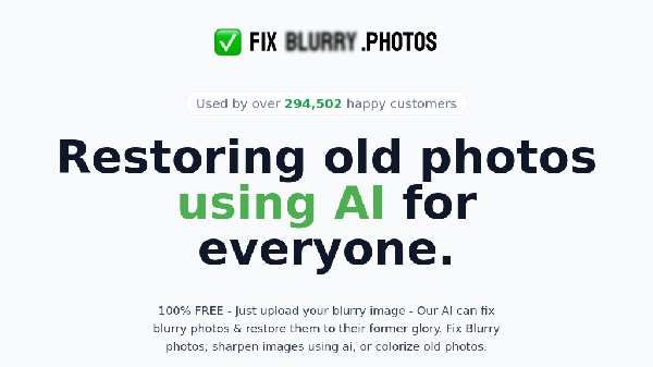 screenshot of fixblurry.photos