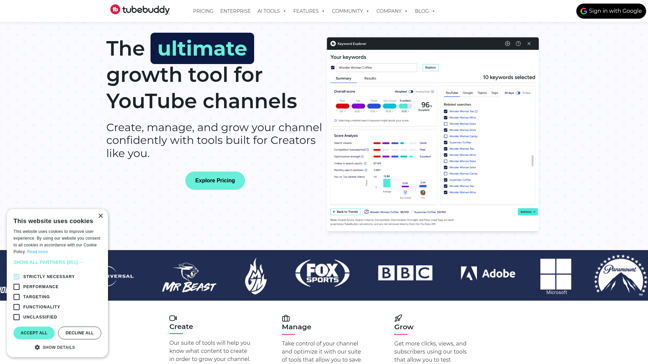 screenshot of TubeBuddy