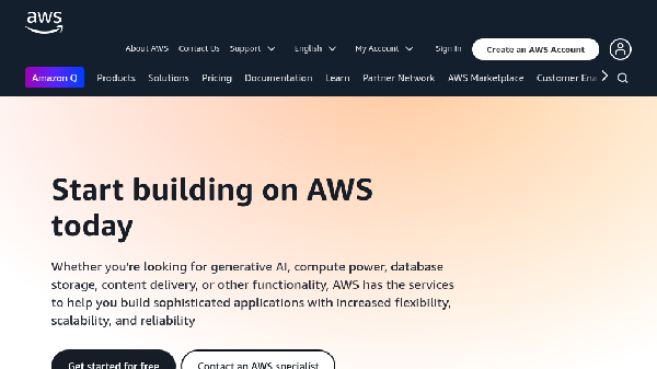 screenshot of Amazon Web Services